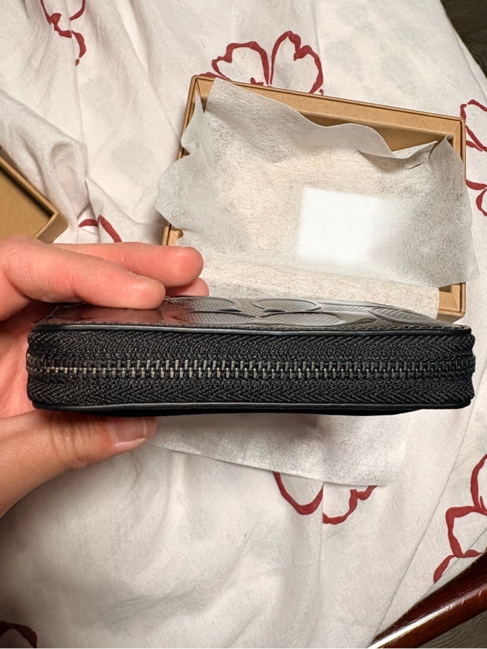 Coach Black Patent Leather Zip Wallet - Picture 5 of 8